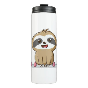 Cute Chibi Sloth Workout � Funny Kawaii Gym Animal Thermal Tumbler