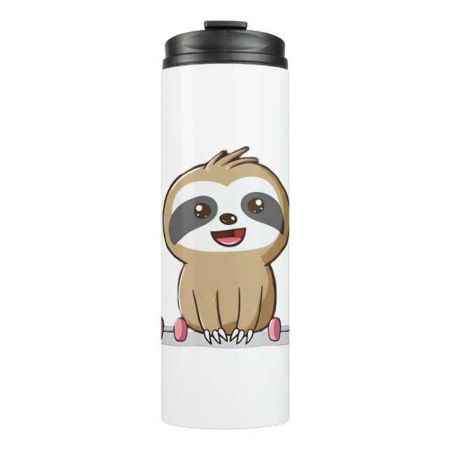Cute Chibi Sloth Workout � Funny Kawaii Gym Animal Thermal Tumbler (Front)