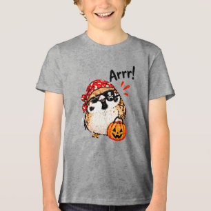 Cute Chibi Sparrow Bird Halloween Pirate Fun Tri-Blend Shirt