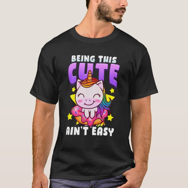 Cute Chibi Style Kawaii Anime Girl And Donut Queen T-Shirt (Front)