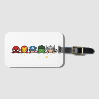 Cute Chibi Superhero Team Peeking Graphic Luggage Tag