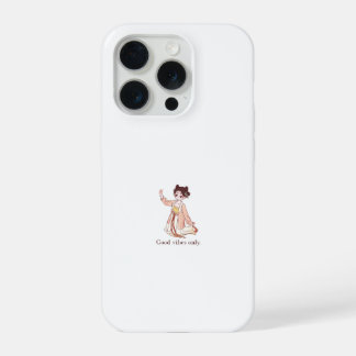 Cute Chibi Traditional Anime Girl Good Vibes Only iPhone 15 Pro Case