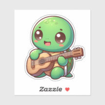 Cute Chibi Turtle Playing Guitar