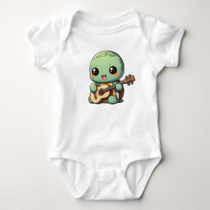Cute Chibi Turtle Playing Guitar Baby Bodysuit