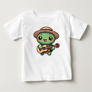 Cute Chibi Turtle Playing Guitar Baby T-Shirt