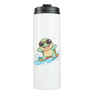 Cute Chibi Turtle Surfer Summer Beach Design Thermal Tumbler