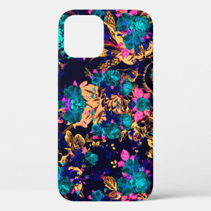 Cute chic abstract flowers background iPhone 12 case