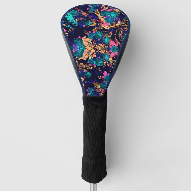 Cute chic abstract flowers background golf head cover (Front)