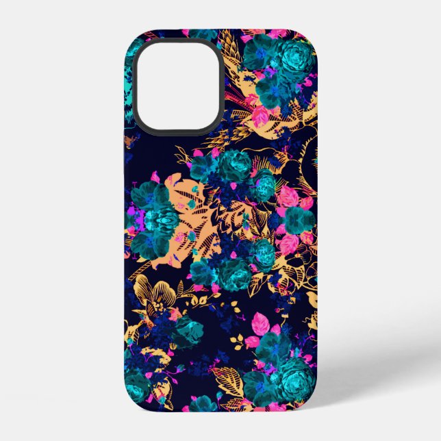 Cute chic abstract flowers background iPhone case (Back)