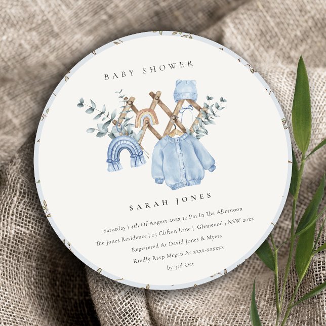 Cute Chic Boy Baby Clothes Essential Baby Shower Invitation (Creator Uploaded)