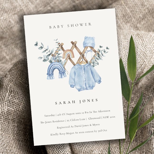 Cute Chic Boy Baby Nursery Essential Baby Shower Invitation (Creator Uploaded)