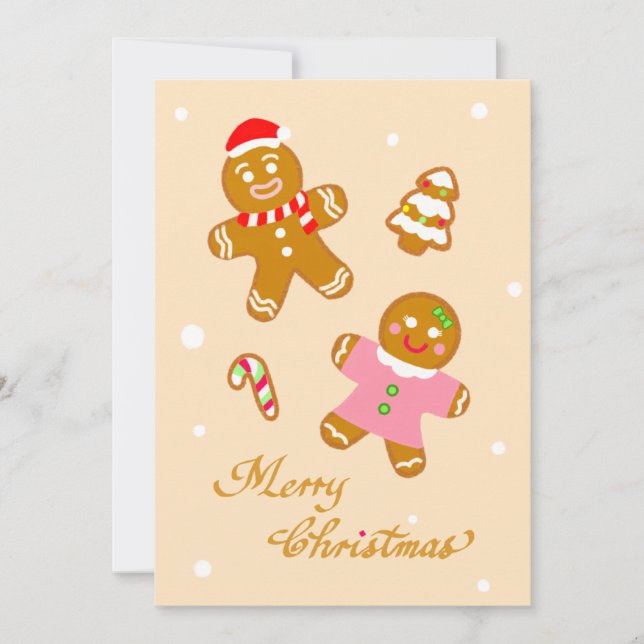 Cute Chic Christmas Gingerbread Flat Holiday Card (Front)