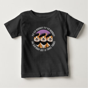 Cute Chic Corgi Dogs Yip Yip Hooray Happy Birthday Baby T-Shirt
