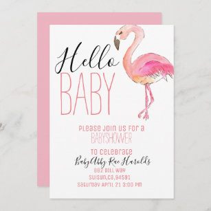 Cute chic flamingo girl baby shower invite