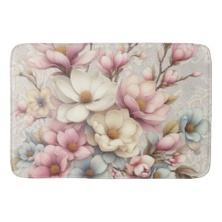 Cute chic girly floral and lace bath mat