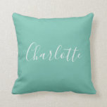 Cute Chic Minimalist Calligraphy Name Mint Teal   Cushion<br><div class="desc">Cute Chic Minimalist Calligraphy Name Mint Teal Throw Pillow</div>