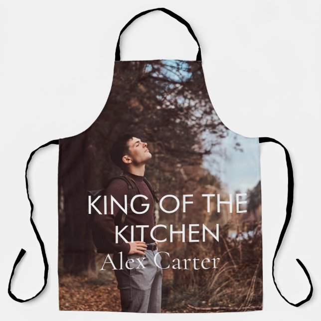 Cute Chic Modern King of the Kitchen Photo,Name Apron (Front)