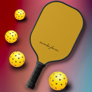 Cute Chic Mustard Yellow Monogram Pickleball Paddle