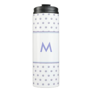 Cute Chic Pattern Flower Lavender Polka Dot Blue Thermal Tumbler