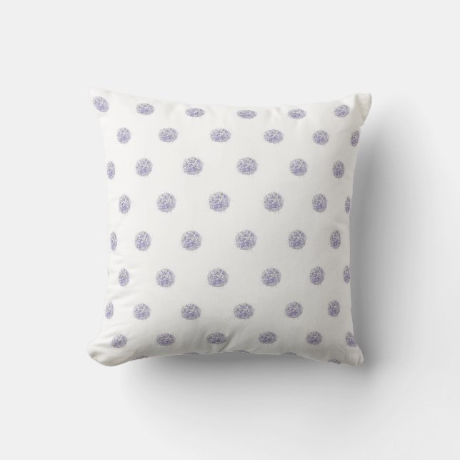 Cute Chic Pattern Flower Lavender Polka Dot Cushion (Front)
