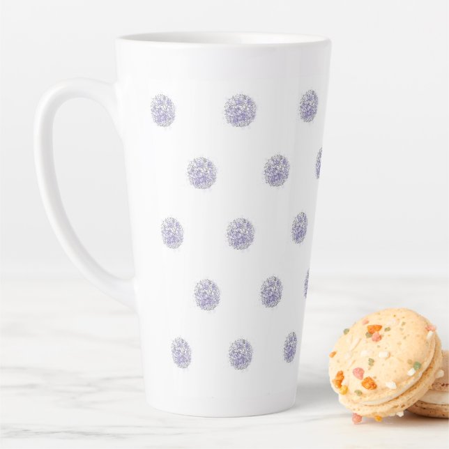 Cute Chic Pattern Flower Lavender Polka Dot Latte Mug (In Situ)