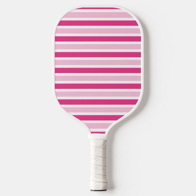 Cute Chic Pink & White Stripes  Pickleball Paddle (Front)