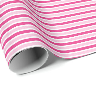 Cute Chic Pink & White Stripes Wrapping Paper