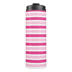 Cute Chic Preppy Girly Pink and White Stripes Thermal Tumbler