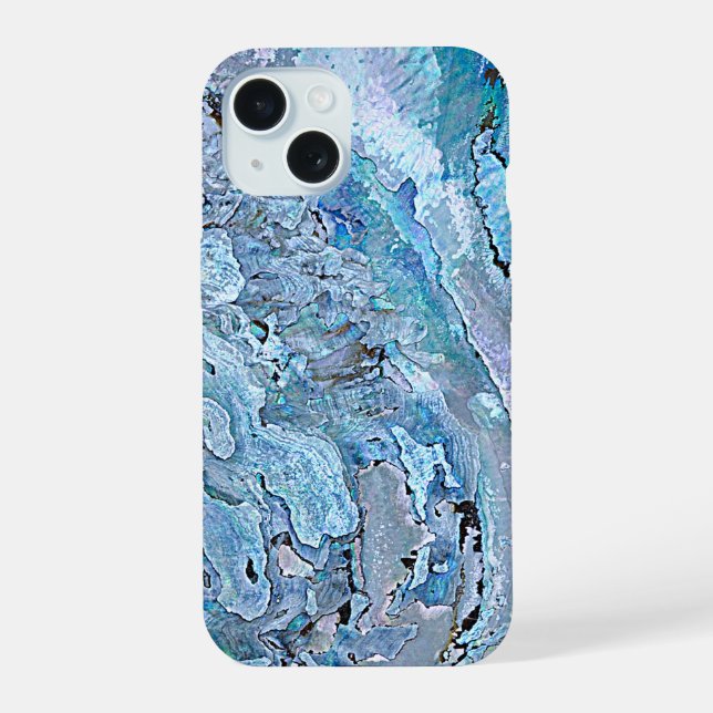 Cute Chic Purple Blue Faux Abalone Shell Pattern iPhone 15 Case (Back)