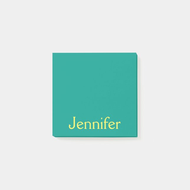 Cute Chic Teal Green Personalised Post-it Notes (Front)