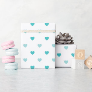 Cute Chic Turquoise Teal White Hearts  Wrapping Paper