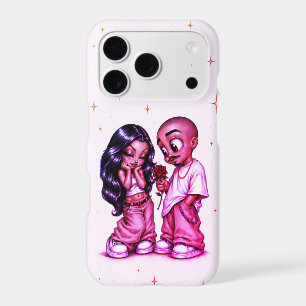 Cute Chicano Love Couple Pink Rose iPhone Case
