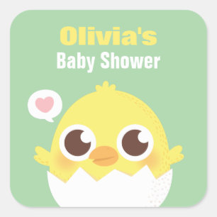 Cute Chick About to Hatch Baby Shower Stickers
