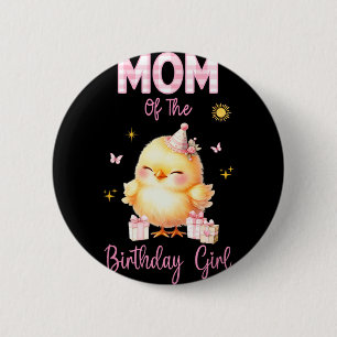 Cute Chick Birthday Girl Farm First Party Matching 6 Cm Round Badge