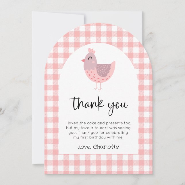Cute Chick Birthday Photo Thank You Card (Front)