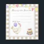 Cute chick birthday time capsule message notepad<br><div class="desc">A Little Cute Chick. Watercolor kids birthday party. Watercolor cute chicken or rooster in birthday hat,  cake with berries,  purple balloon,  festive garland of flags. Beige-brown cage background.</div>