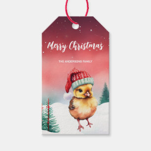  Cute chick chicken Santa Christmas party Snow kid Gift Tags