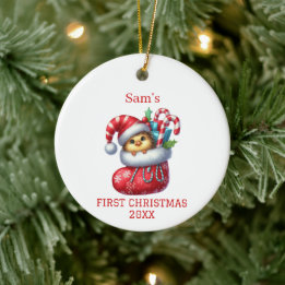 Cute Chick Christmas Ceramic Tree Decoration
