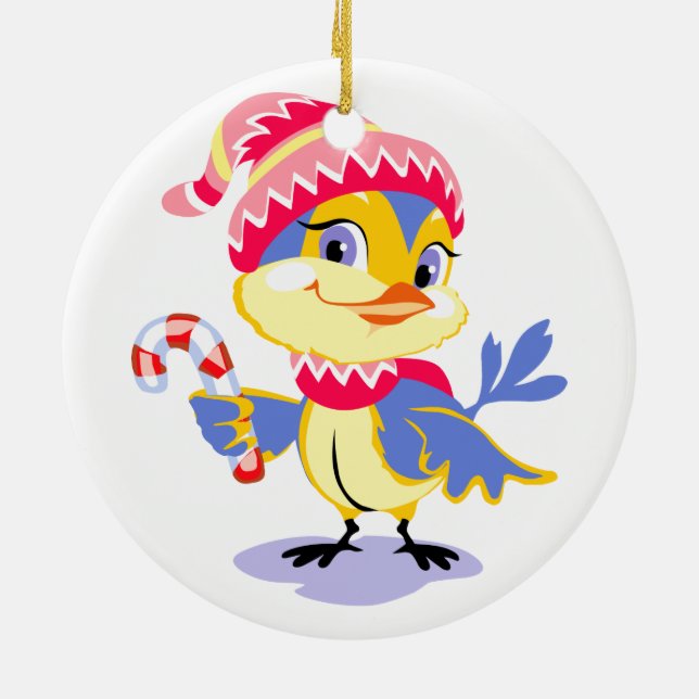 Cute Chick Christmas Ceramic Tree Decoration (Back)