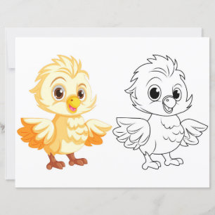 Cute chick doodle colouring page