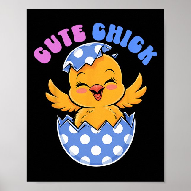 Cute Chick Easter Bunny Easter Day Kid Toddler Boy Poster (Front)