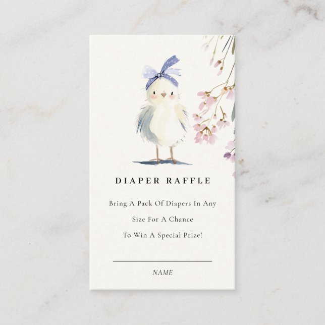 Cute Chick Farm Floral Diaper Raffle Baby Shower Enclosure Card (Front)