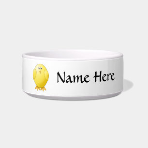 Cute Chick. Little Yellow Bird. Bowl