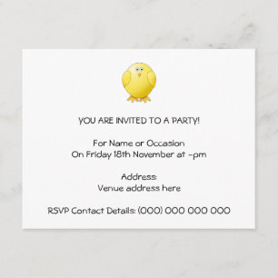Cute Chick. Little Yellow Bird. Invitation