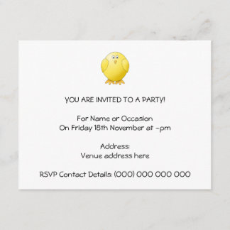 Cute Chick. Little Yellow Bird. Invitation