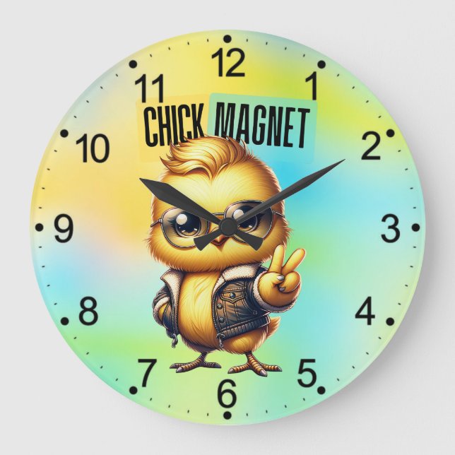 Cute Chick Magnet Funny Easter-54546 Large Clock (Front)