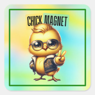 Cute Chick Magnet Funny Easter-54546 Square Sticker