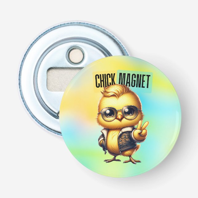 Cute Chick Magnet Funny Easter Bottle Opener (Front)