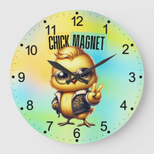 Cute Chick Magnet Funny Easter Large Clock