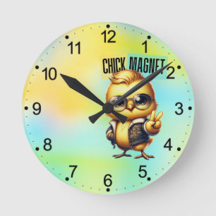 Cute Chick Magnet Funny Easter Round Clock